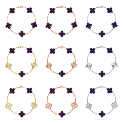 [Aura Jewels]New CLOVER 5 MOTIF PURPLE STRIPES BRACELET COLLECTION