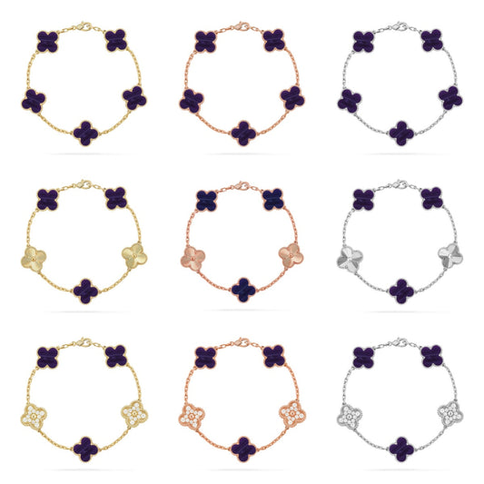 [Aura Jewels]New CLOVER 5 MOTIF PURPLE STRIPES BRACELET COLLECTION