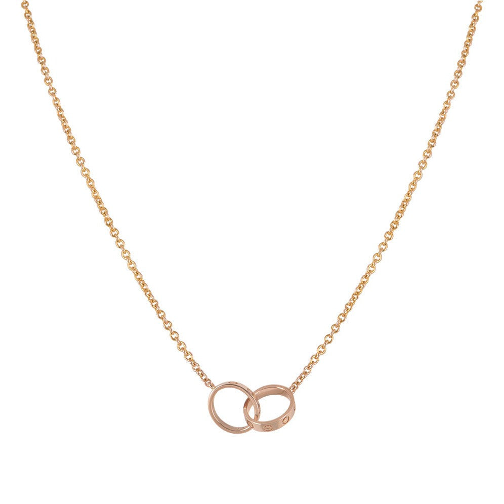 ¡®Aura Jewels¡¯LOVE NECKLACE DOUBLE RING PINK GOLD