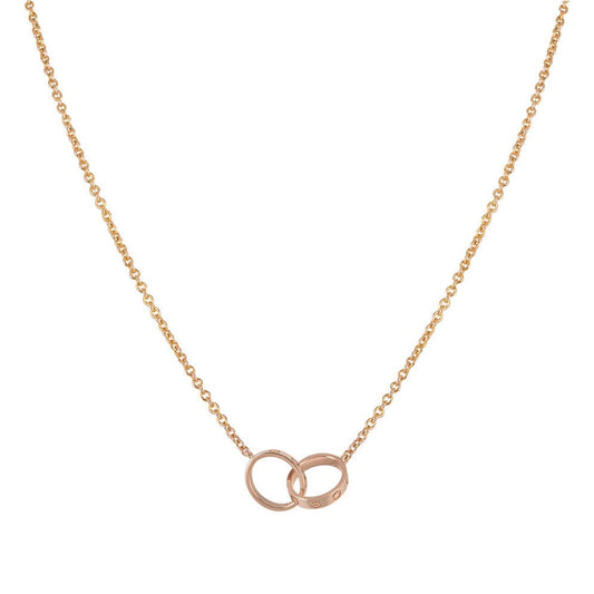 ¡®Aura Jewels¡¯LOVE NECKLACE DOUBLE RING PINK GOLD