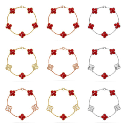 [Aura Jewels]New CLOVER 5 MOTIF RED PATTERN BRACELET COLLECTION