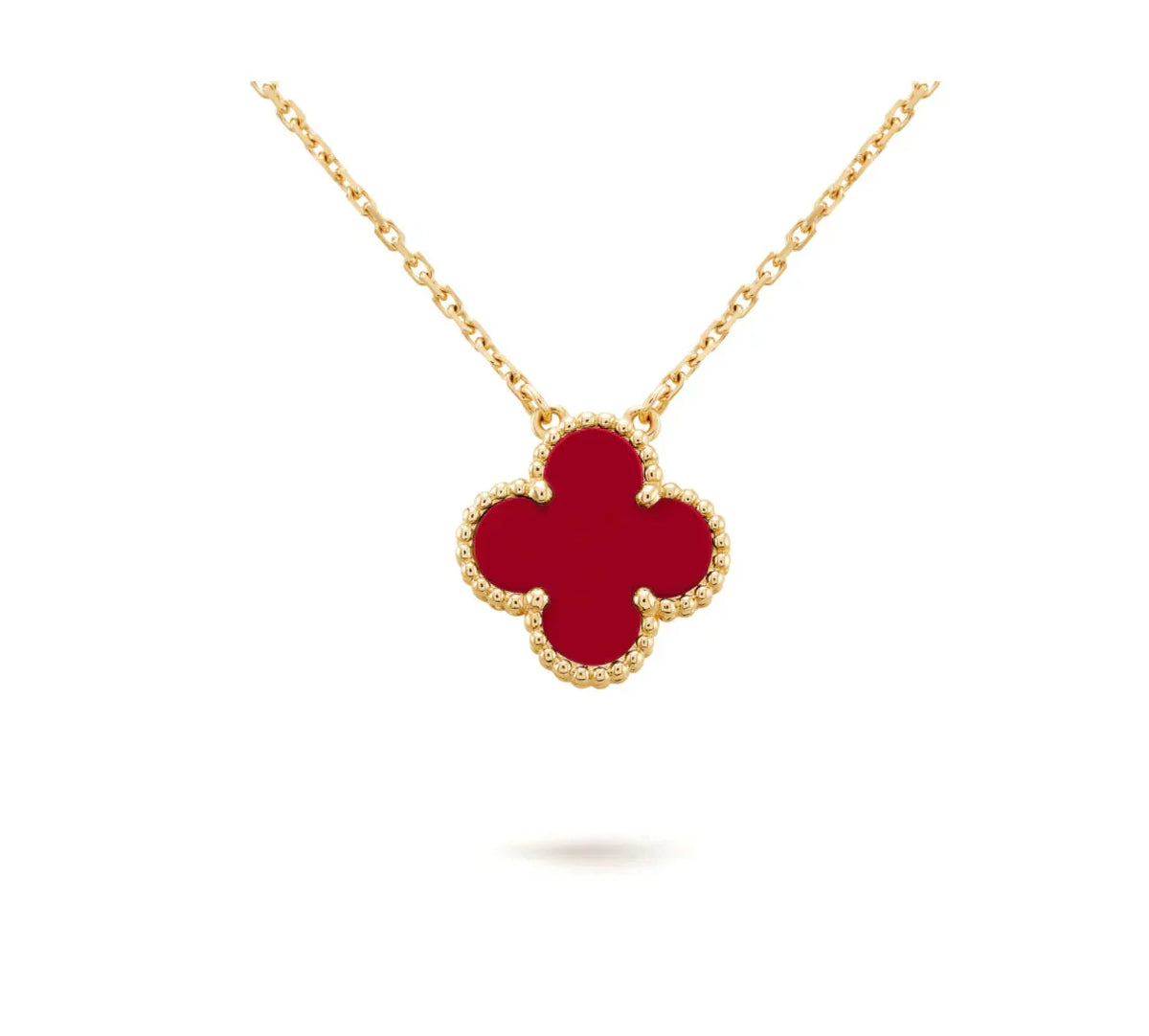 ¡®Aura Jewels¡¯CLOVER 15MM CARNELIAN SINGLE FLOWER NECKLACE
