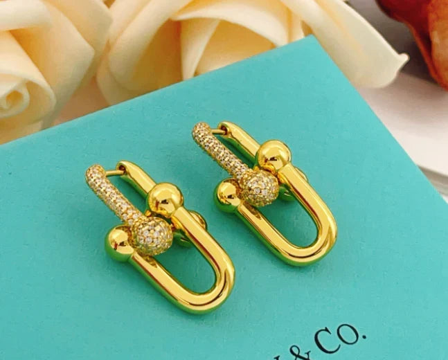 [Aura Jewels]TF HORSESHOE BUCKLE DIAMOND EARRINGS