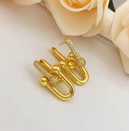 [Aura Jewels]TF HORSESHOE BUCKLE DIAMOND EARRINGS