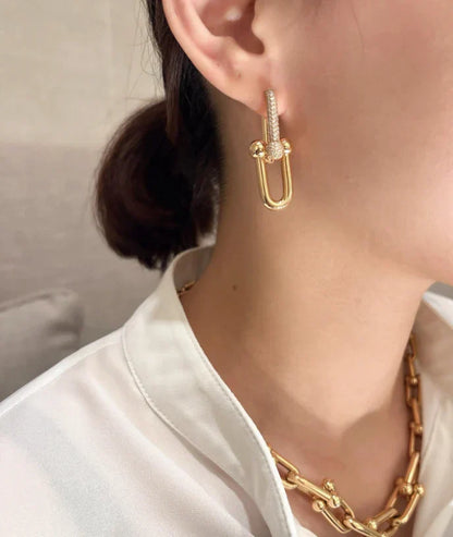 [Aura Jewels]TF HORSESHOE BUCKLE DIAMOND EARRINGS