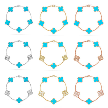 [Aura Jewels]New  CLOVER 5 MOTIF TURQUOISE BRACELET COLLECTION