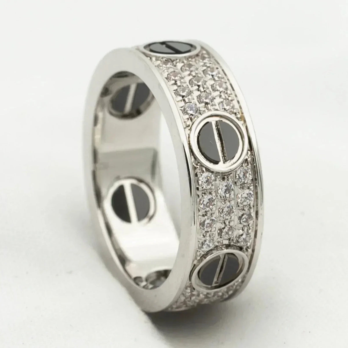 ¡®Aura Jewels¡¯LOVE RING 5.5MM DIAMONDS PAVED CERAMIC