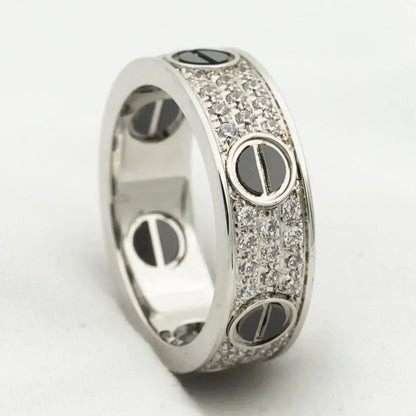¡®Aura Jewels¡¯LOVE RING 5.5MM DIAMONDS PAVED CERAMIC