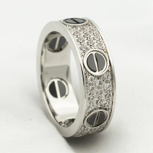 ¡®Aura Jewels¡¯LOVE RING 5.5MM DIAMONDS PAVED CERAMIC