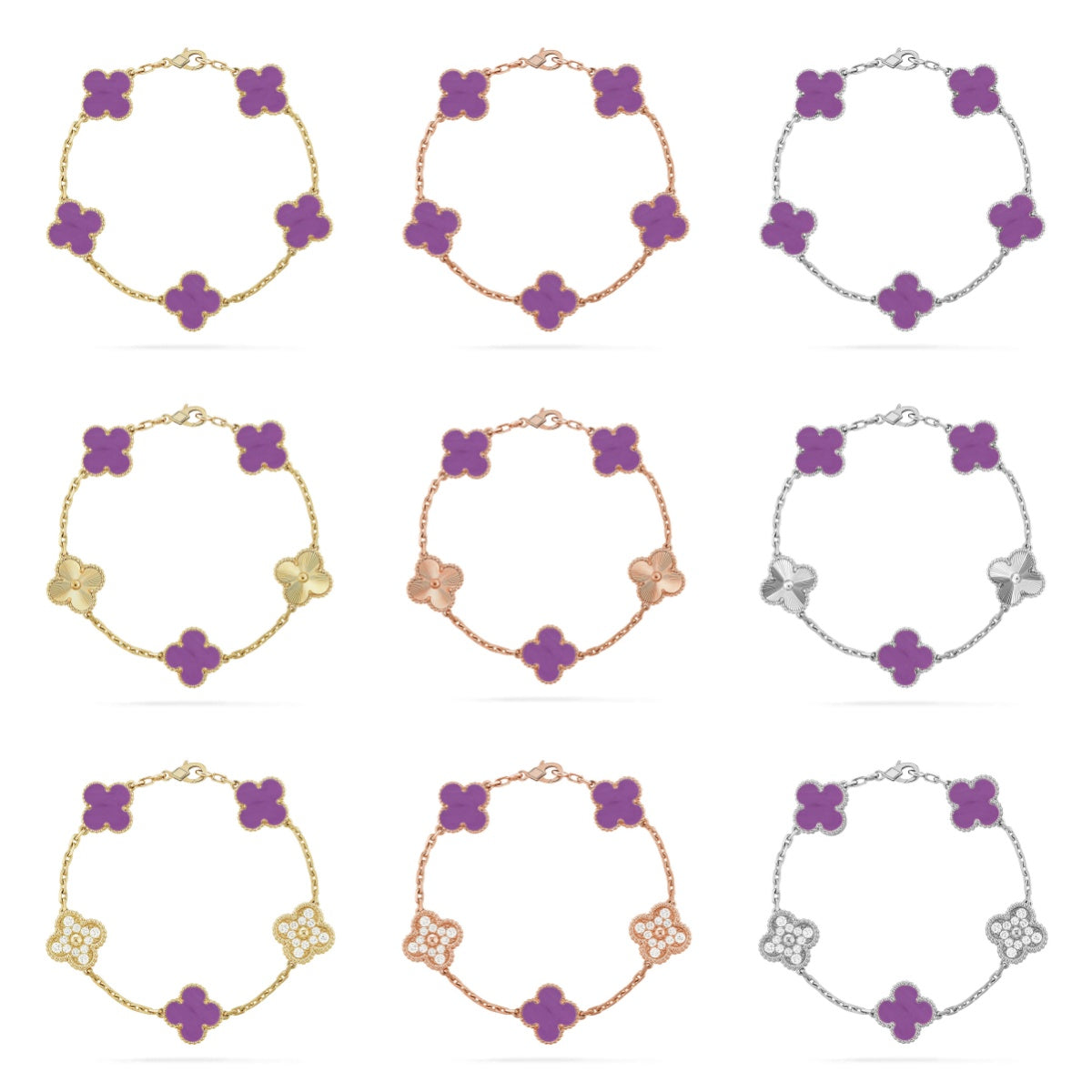 [Aura Jewels]New  CLOVER 5 MOTIF VIOLET BRACELET COLLECTION