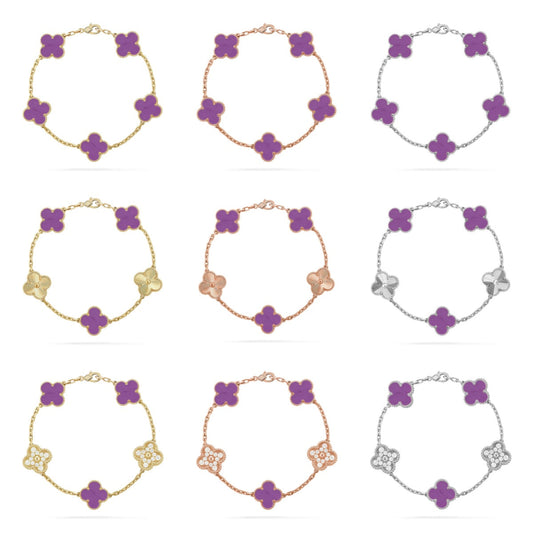 [Aura Jewels]New  CLOVER 5 MOTIF VIOLET BRACELET COLLECTION