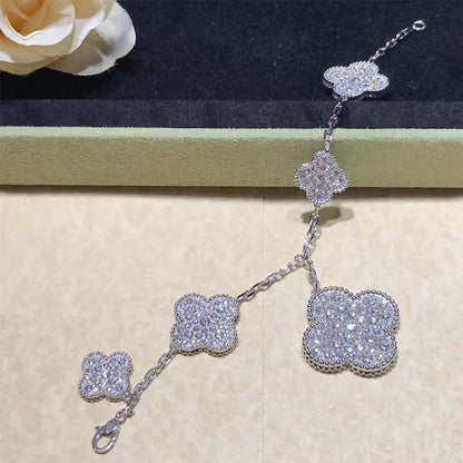 ¡®Aura Jewels¡¯CLOVER 6 MOTIFS SILVER DIAMOND BRACELET
