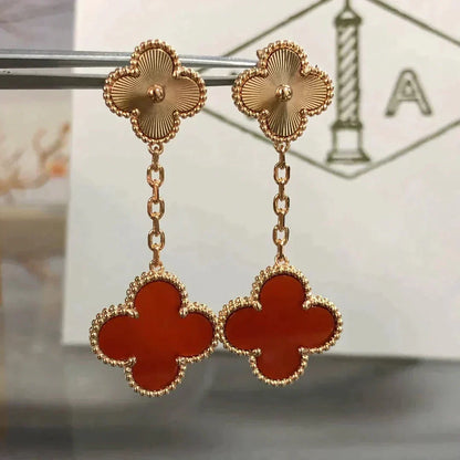¡®Aura Jewels¡¯CLOVER 2 MOTIF  LASER CARNELIAN EARRINGS