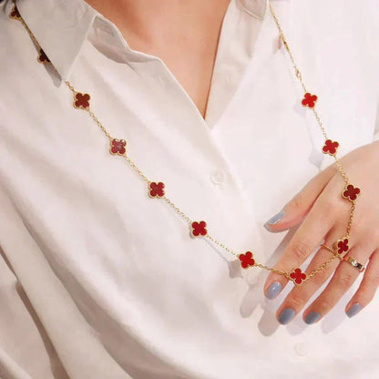 ¡®Aura Jewels¡¯CLOVER 20 MOTIFS CARNELIAN NECKLACE