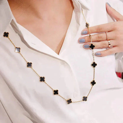 ¡®Aura Jewels¡¯CLOVER 20 MOTIFS ONYX NECKLACE