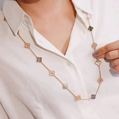 ¡®Aura Jewels¡¯CLOVER 20 MOTIFS DARK MOP DIAMOND  NECKLACE