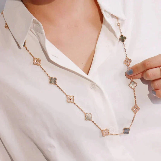 ¡®Aura Jewels¡¯CLOVER 20 MOTIFS DARK MOP DIAMOND  NECKLACE