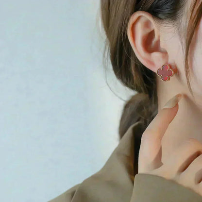 ¡®Aura Jewels¡¯CLOVER MEDIUM 1 MOTIFS CARNELIAN  EARRINGS