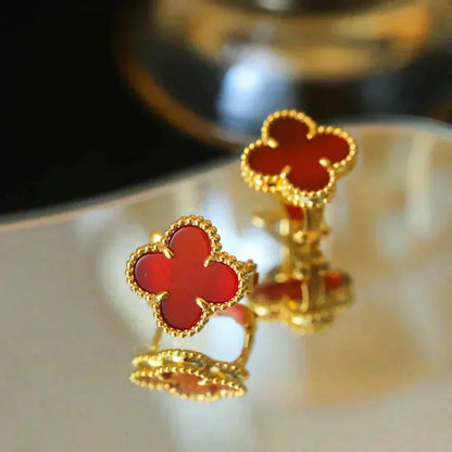 ¡®Aura Jewels¡¯CLOVER MEDIUM 1 MOTIFS CARNELIAN  EARRINGS