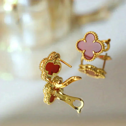 ¡®Aura Jewels¡¯CLOVER MEDIUM 1 MOTIFS CARNELIAN  EARRINGS