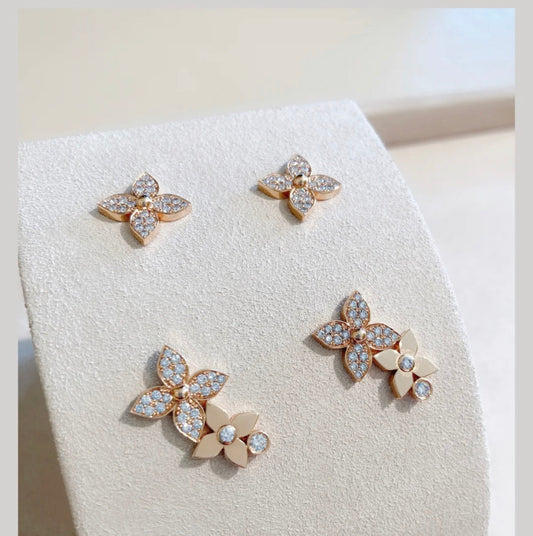 ¡®Aura Jewels¡¯STAR BLOSSOM STUD EARRINGS PINK GOLD DIAMONDS