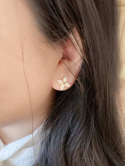 ¡®Aura Jewels¡¯STAR BLOSSOM STUD EARRINGS PINK GOLD DIAMONDS