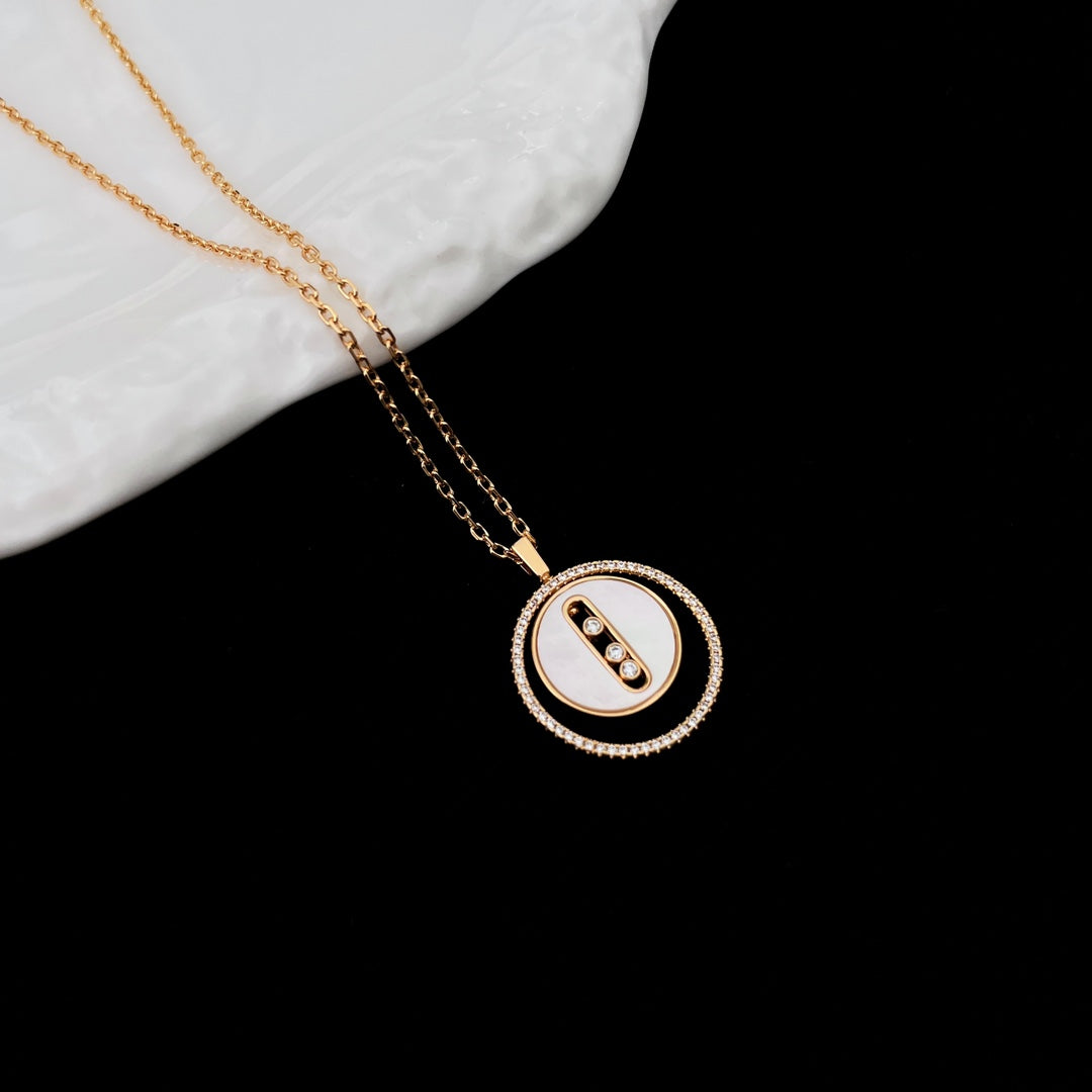 [Aura Jewels]LUCKY MOVE MM NACRE BLANCHE DIAMOND NECKLACE
