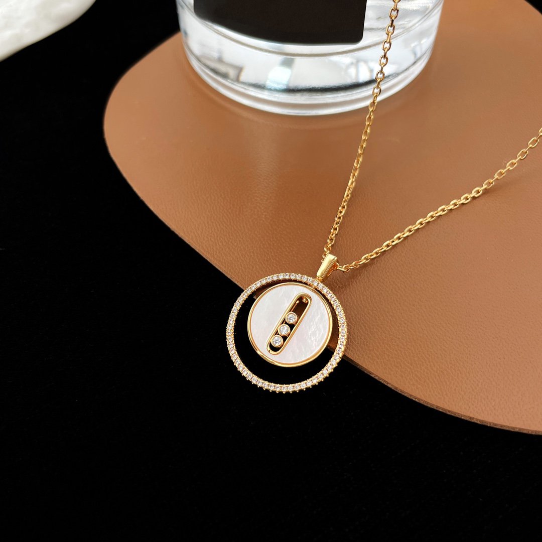 [Aura Jewels]LUCKY MOVE MM NACRE BLANCHE DIAMOND NECKLACE