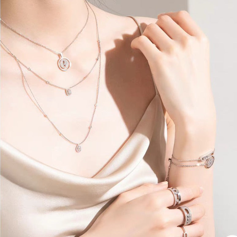 [Aura Jewels]LUCKY MOVER PM PAVED NECKLACE