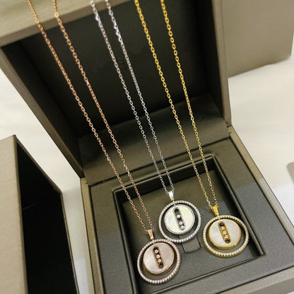 [Aura Jewels]LUCKY MOVE MM NACRE BLANCHE DIAMOND NECKLACE