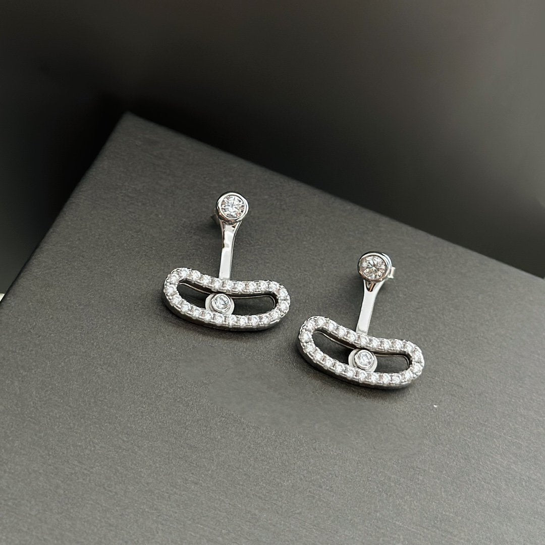 [Aura Jewels]MOVE UNO SILVER DIAMOND EARRINGS