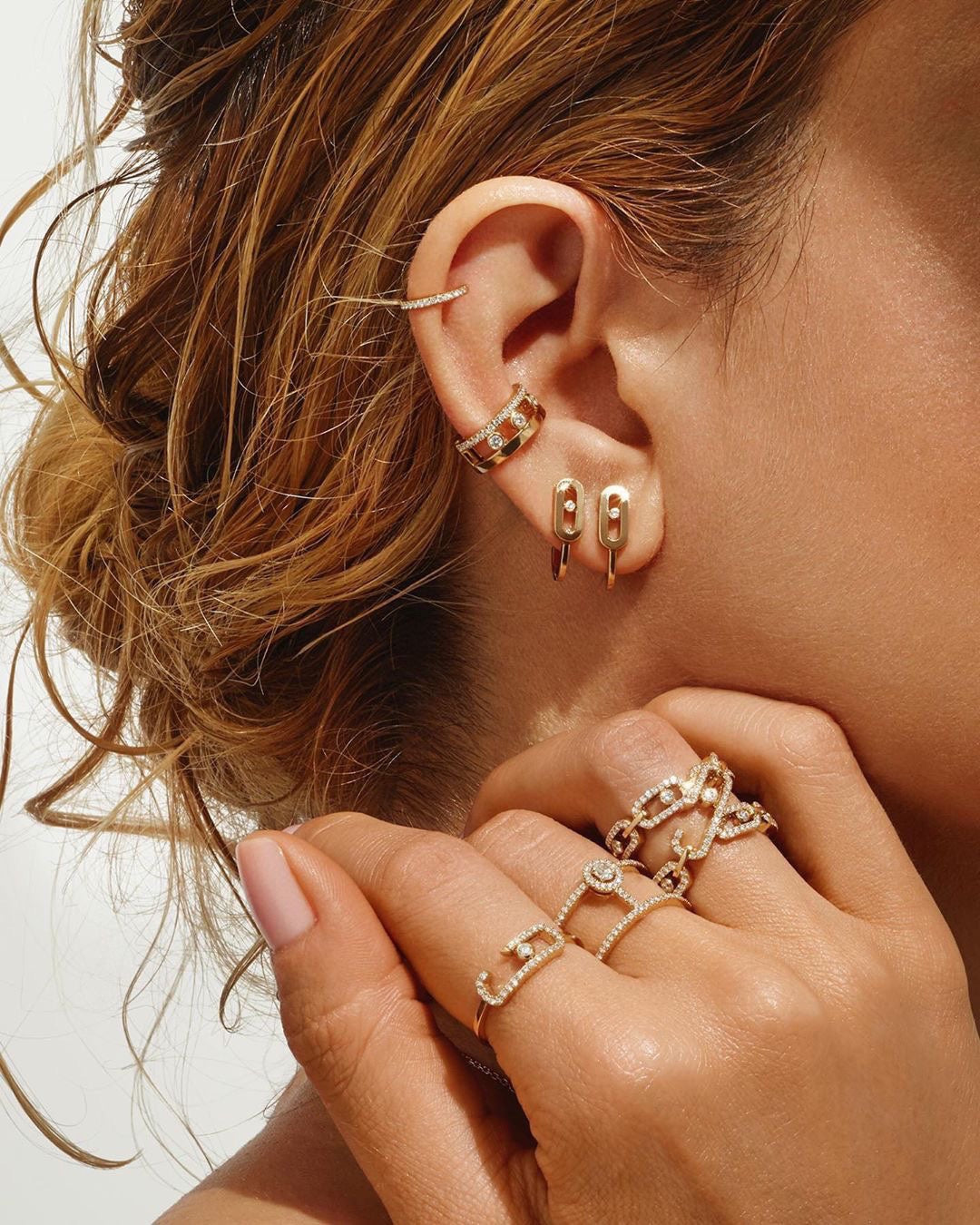 [Aura Jewels]CREOLES MOVE UNO MINI 1 DIAMOND EARRINGS