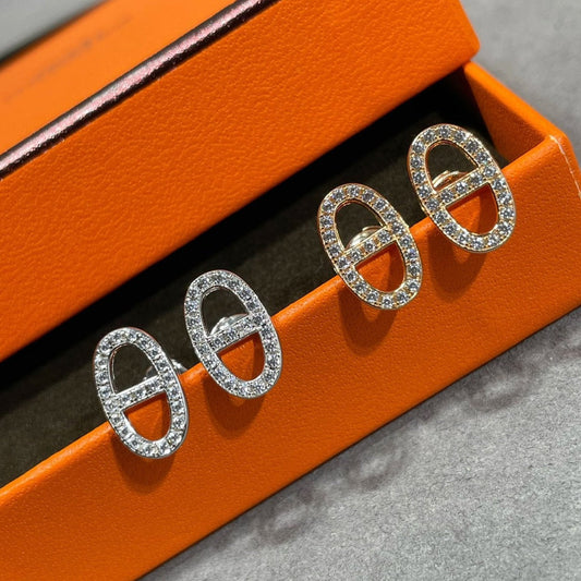 ¡®Aura Jewels¡¯HM FULL DIAMOND PIG NOSE STUD EARRINGS