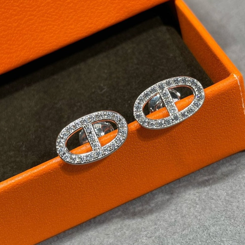 ¡®Aura Jewels¡¯HM FULL DIAMOND PIG NOSE STUD EARRINGS
