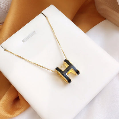 ¡®Aura Jewels¡¯HM CLIC BLACK ENAMEL GOLD NECKLACE