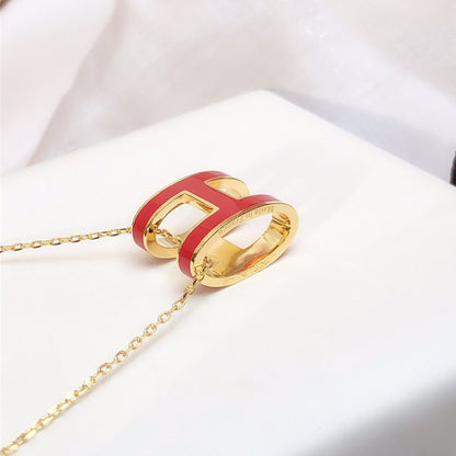 ¡®Aura Jewels¡¯HM CLIC RED ENAMEL GOLD NECKLACE
