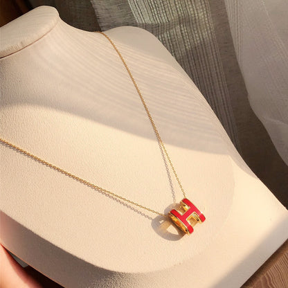 ¡®Aura Jewels¡¯HM CLIC RED ENAMEL GOLD NECKLACE