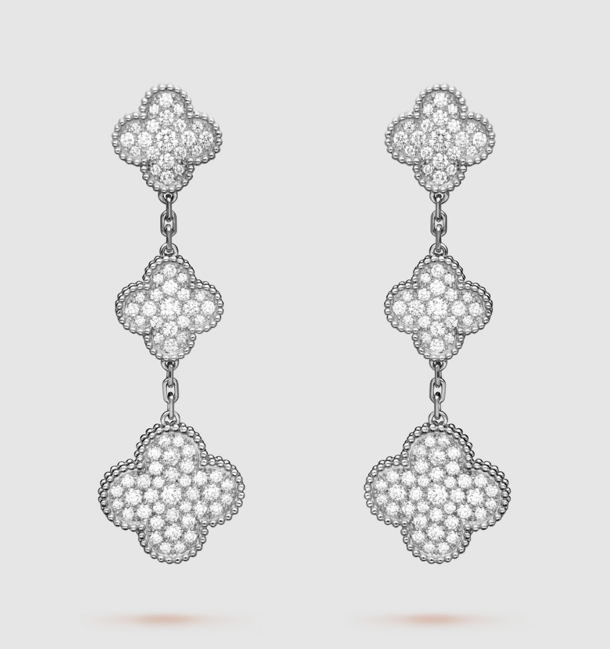 ¡®Aura Jewels¡¯CLOVER 3 MOTIF DIAMOND SILVER DROP EARRINGS