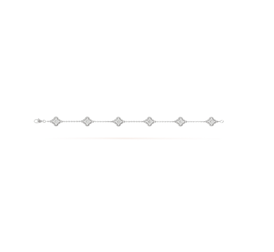 ¡®Aura Jewels¡¯CLOVER 6 MOTIF SILVER DIAMOND BRACELET