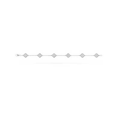 ¡®Aura Jewels¡¯CLOVER 6 MOTIF SILVER DIAMOND BRACELET