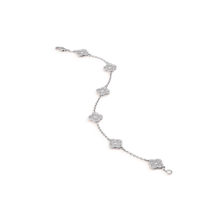 ¡®Aura Jewels¡¯CLOVER 6 MOTIF SILVER DIAMOND BRACELET