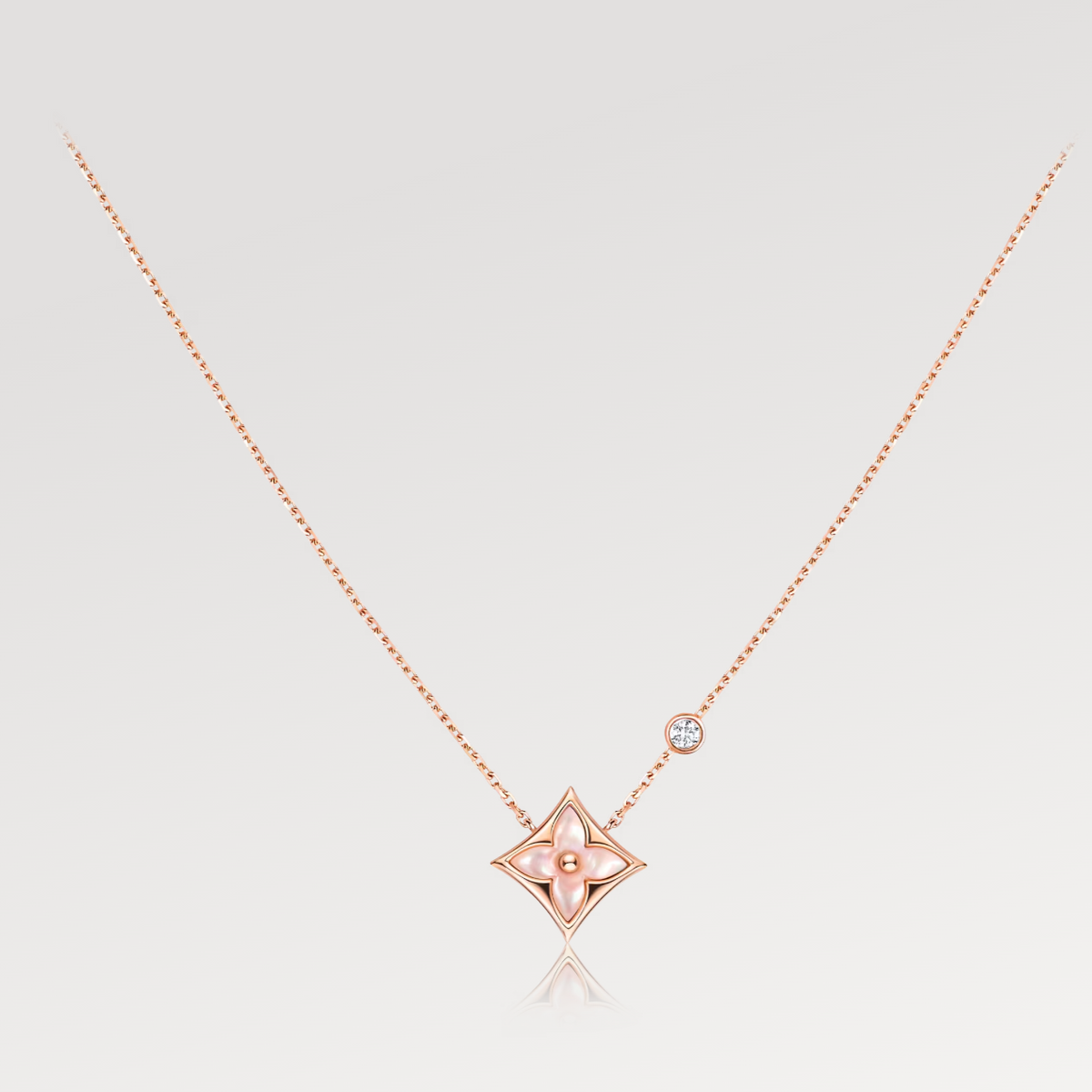 ¡®Aura Jewels¡¯STAR PINK MOP 1 DIAMOND PINK GOLD NECKLACE