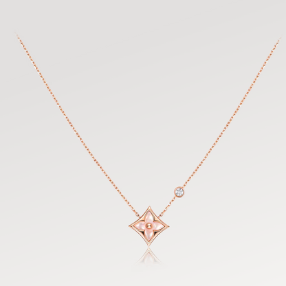 ¡®Aura Jewels¡¯STAR PINK MOP 1 DIAMOND PINK GOLD NECKLACE