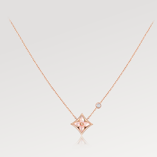 ¡®Aura Jewels¡¯STAR PINK MOP 1 DIAMOND PINK GOLD NECKLACE
