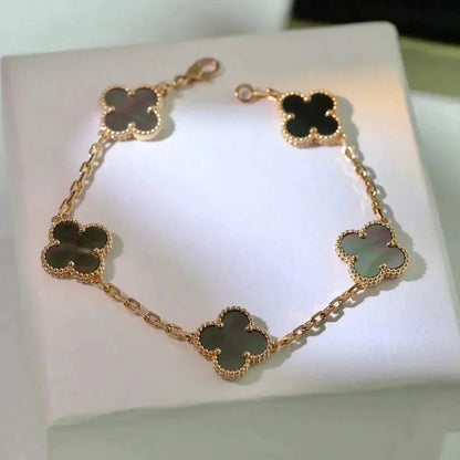[Aura Jewels]New CLOVER 5 MOTIF GRAY MOP BRACELET COLLECTION