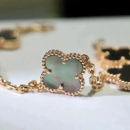 [Aura Jewels]New CLOVER 5 MOTIF GRAY MOP BRACELET COLLECTION