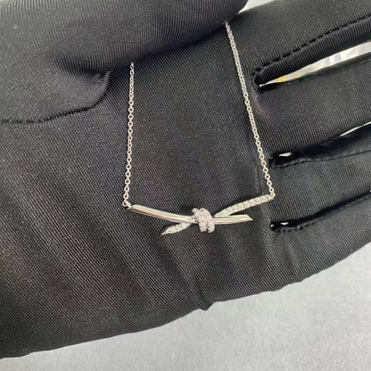 [Aura Jewels]T House Diamond-Studded Knot Necklace