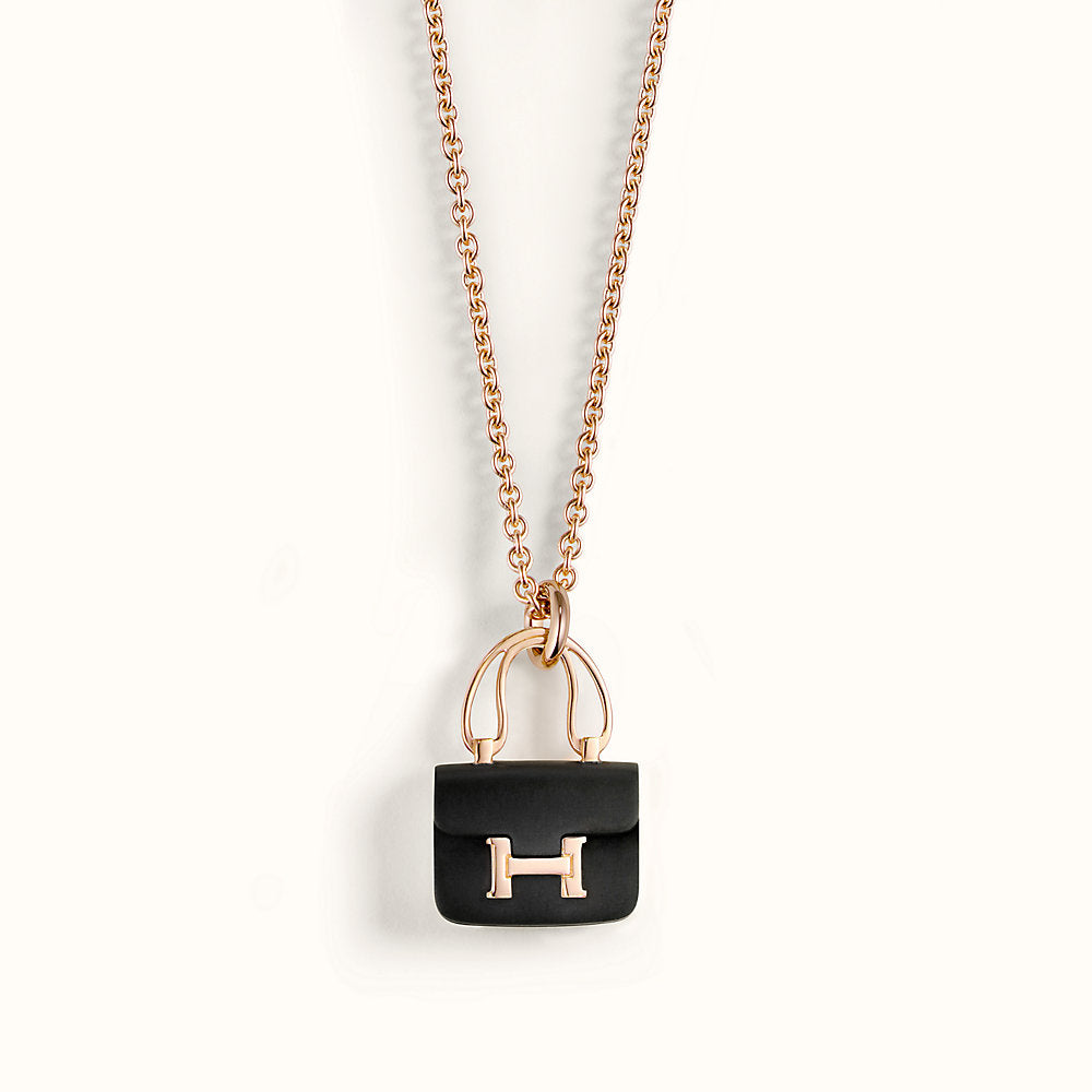 ¡®Aura Jewels¡¯CONSTANCE BLACK PEDANT PINK GOLD NECKLACE