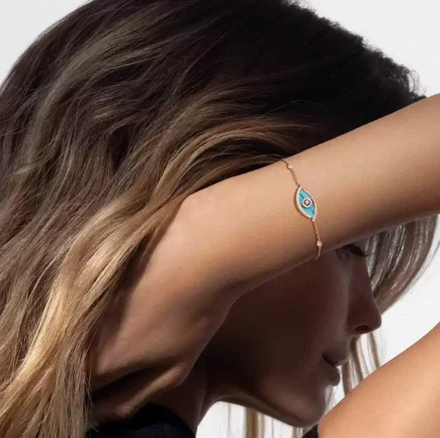 [Aura Jewels]M LUCKY EYE TURQUOISE ROSE GOLD BRACELET