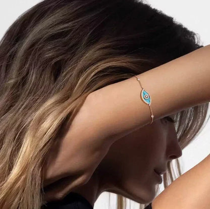 [Aura Jewels]M LUCKY EYE TURQUOISE ROSE GOLD BRACELET